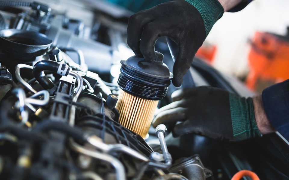 Car engine and oil filter